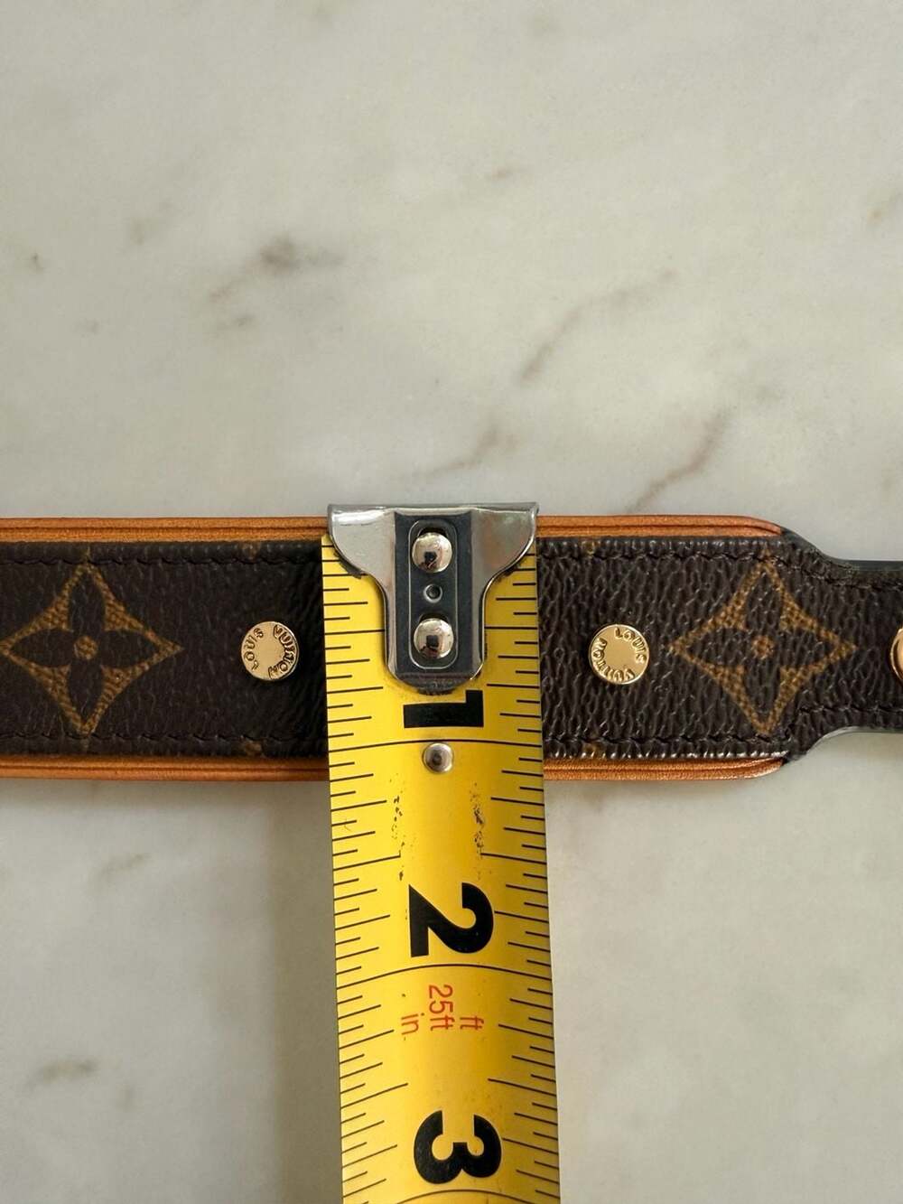 Authentic Louis Vuitton Baxter Monogram Dog Collar Large France LV Leather Pet - Picture 9 of 11